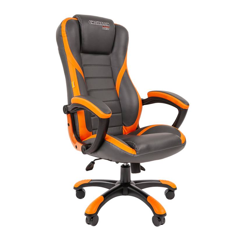 Игровое кресло Chairman game 22 Россия экопремиум серый/оранжевый главное фото